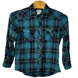 Wrangler Wrancher Men’s Plaid Long Sleeve Button Down ‎ Sz L